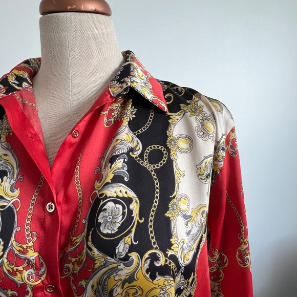 Zara - Coral Woman Chain Print Blouse - Picture 4 of 10